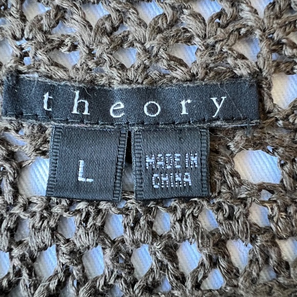 Theory Linen / Silk Blend Crochet and Knit Tank Dress - Picture 9 of 11